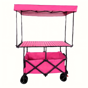 Carrello Pieghevole in Acciaio con Tavolo, Multicolore, per Bancarelle, Picnic, Campeggio e Attività all'Aperto - Product Image 1