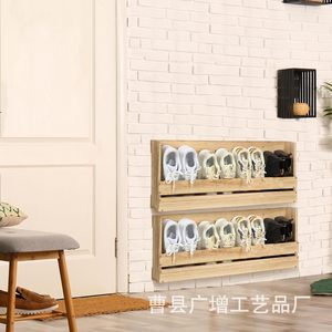 Guangzeng Wooden Wall Mounted <b>Shoe</b> Rack Natural Color <b>Space</b> <b>Saving</b> For Living Room Bedroom <b>Storage</b> - Product Image 3
