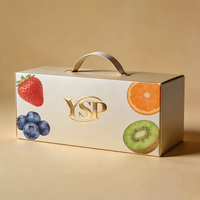 Boîte cadeau rigide personnalisée pour fruits avec poignée, couvercle et base en carton pour la présentation de cerises, fraises et autres produits de luxe