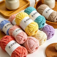 6mm 100G/80M Cotton Blended Ring Spun Dyed Yarn Crafts Crochet Chenille Chunky Knit Yarn for Embroidery Sewing Hand Knitting