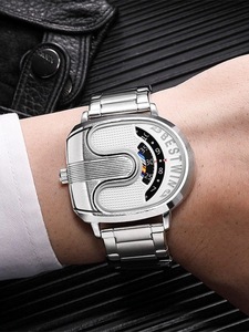 Montre à quartz de luxe pour homme, couleur or, haut de gamme, étanche, boîtier en alliage d'acier, bracelet en acier inoxydable, nouveau style affaires et sport, livrée en coffret - Product Image 5