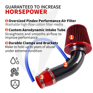Kit de Tubería de Inducción Turbo para Sistema de Admisión de Aire Frío de 3" 76 mm para Coche, Tubo de Fibra de Carbono con Filtro de Aire de Cono de Alto Flujo para Carreras de Alto Rendimiento - Product Image 4