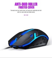 Lampu Gaming LED 7 warna, Mouse Gaming berkabel USB optik 1 dolar untuk pengguna komputer tangan kanan