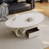 Table basse de salon élégante de luxe haut de gamme, design créatif, table basse moderne en pierre, table basse ovale à vendre