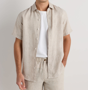 Custom <strong>Men's</strong> Pure <strong>Linen</strong> Striped Short Sleeve Vacation <strong>Shirt</strong> Lightweight Breathable Wrinkle Resistant Button Casual OEM - Product Image 2