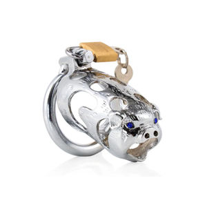 Cage de chasteté <span class=keywords><strong>cochon</strong></span> zodiaque chinois 3 taille anneau dispositif de chasteté masculine serrure à pénis jouets hommes en acier inoxydable jouet sexuel Juguetes Sexuales - Product Image 5