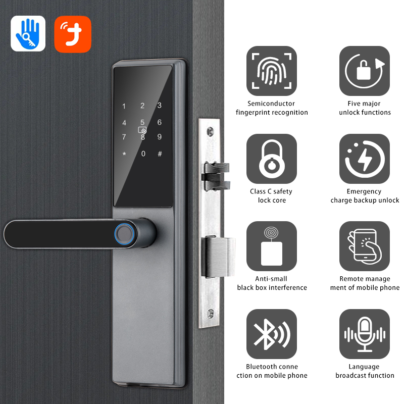 Tuya Smart Wifi Steel Lock Aluminum Handle Security Magnetic Key Card Fingerprint Access Password for Hotels Memory Card · image 4