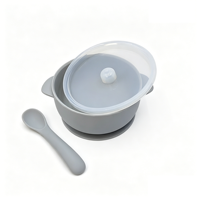 Ensemble de vaisselle portable à motif uni, compatible micro-ondes, avec logo personnalisé, bol à boire souple pour bébé, bol à ventouse en silicone pour aliments pour bébé