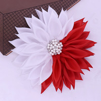 Déclaration faite à la main 7*7 pouces grande taille grec DST Delta sororité Satin fleur broche rouge et blanc ton 1913 Soror Corsage broche