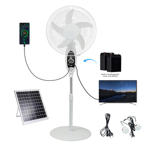 Station d'alimentation solaire portable de 18 pouces, Ghana, vente chaude, 12V DC AC, batterie rechargeable intégrée, ventilateur solaire pour TV - Product Image 1