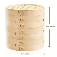Panier vapeur en bambou éco-responsable fait main de 6 pouces, 2 niveaux, capacité 5L, logo personnalisé OEM, vente en gros pour restaurants et traiteurs