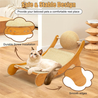 Chaise de plage miniature 3-en-1 pour chats en bois à prix abordable, avec griffoir et hamac