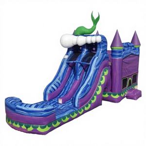Castillo Inflable con Tobogán Acuático de Doble Carril, Alquiler de Casa de Brinco Combinada, Material de PVC, Tamaño 3x7M, Uso Comercial para Diversión - Product Image 1