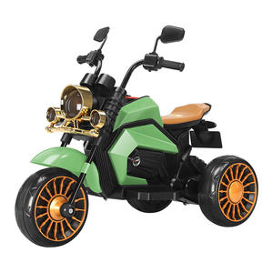 Motocicleta Eléctrica Verde para Niños de 1 a 8 Años, Triciclo de Juguete con Control Remoto, Luces Doradas y Ruedas Naranjas - Product Image 1
