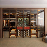 Commercial LED Whisky Thermostatique Vin Réfrigérateur Refroidisseur En Bois Armoire À Vin Tiroir pour La Maison Meubles Liqueur Salon