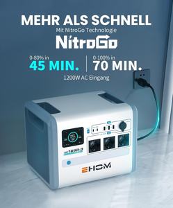 Estación de Energía Portátil EHOM EP1650-3 1024Wh LiFePO4 Generador Solar 3x1650W Pico 2700W Salidas de CA 2x100W USB-C 400W Energía Solar - Product Image 3