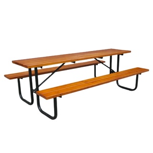 Mobilier de jardin extérieur commercial en plastique, cadre en bois et métal, table de pique-nique de camping avec banc extérieur, terrasse, table à manger pour bière en WPC - Product Image 3