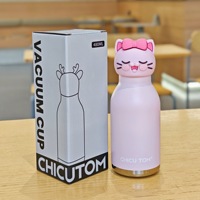 Gobelet isotherme en acier inoxydable de 480 ml, nouveau, créatif, mignon, motif animal de dessin animé, avec paille, design attrayant, pour la vente en gros transfrontalière