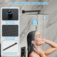 Système de douche de pluie monté au plafond de 10 pouces vanne en laiton noir mat poignée de pommeau de douche en acier inoxydable robinet de douche de bain