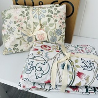 Drap plat en bambou à imprimé floral, drap-housse doux et agréable pour la peau, ensemble de draps de lit doux et lisses pour la maison