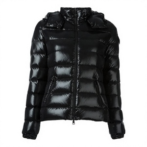 Men's Black <b>Hooded</b> Puffer <b>Jacket</b> Down Filled Zippered Casual Winter Coat Windproof Slim Fit Regular Length - Product Image 1