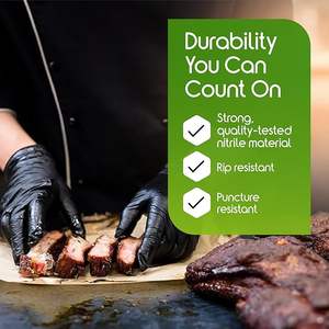 Gants en nitrile pur jetables bleus et noirs, sans poudre, résistants, sans latex, pour travaux extérieurs et examens, avec boîte de 100 pièces - Product Image 5