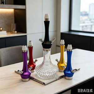 Moderna Cachimba de Vidrio con Cuerpo de Aluminio, Set de Cachimba Multicolor para Salón, Bar y Uso Doméstico - Product Image 1