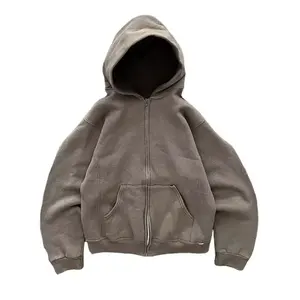 High Quality Fashion Sweatshirt Custom Logo 100% Cotton Streetwear Zip Up Acid Wash Oversized Hoodie