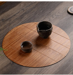Ronde vintage bamboe onderzetter warmte-isolatiemat <span class=keywords><strong>Chinese</strong></span> stijl Zen theeceremonie Kung Fu beker - Product Image 4