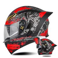 Nouveau casque de moto à double visière avec grand spoiler arrière rabattable, universel quatre saisons, adapté aux hommes et aux femmes, casque de conduite