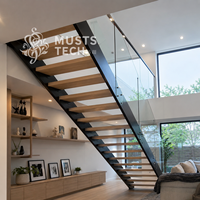 Escalier flottant à double poutre pour intérieur d'appartement, vente en gros usine, approvisionnement en vrac