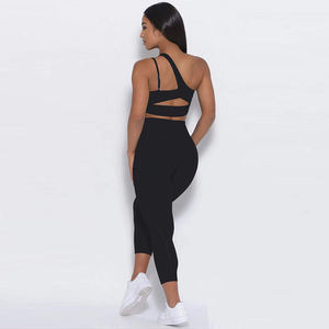 Ensemble de Yoga Sans Coutures pour Femme, Ensemble de Fitness de Gymnastique, Soutien-Gorge de <span class=keywords><strong>Sport</strong></span> Asymétrique, <span class=keywords><strong>Legging</strong></span> Push-Up, Haut à Manches Courtes, Tenues d'Entraînement - Product Image 6