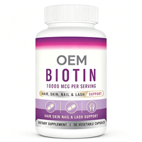 Capsules de biotine 10000 mcg pour la santé des cheveux, de la peau, des ongles et des cils - Complément alimentaire