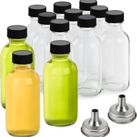Bouteilles rondes Boston en verre transparent de 60ml et 2oz pour jus, gingembre, whisky, liquides, contenant d'échantillon essentiel de voyage