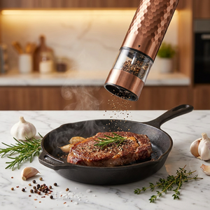 Juego de Molinillos Eléctricos de Pimienta y Sal de Acero Inoxidable Dorado, Funciona con Batería, Grosor Ajustable, Regalo para Cocina - Product Image 2