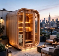 Diskon Terbatas Sauna Kubus Outdoor Modern Tahan Air Ruang Sauna Kayu Pinus Termo untuk 4 Orang untuk Villa Spa