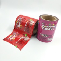 Rouleau de film plastique métallisé rouge/violet pour l'emballage des collations, lettres de l'alphabet imprimées sur mesure, résistant à l'humidité, pour aliments, chocolat, biscuits