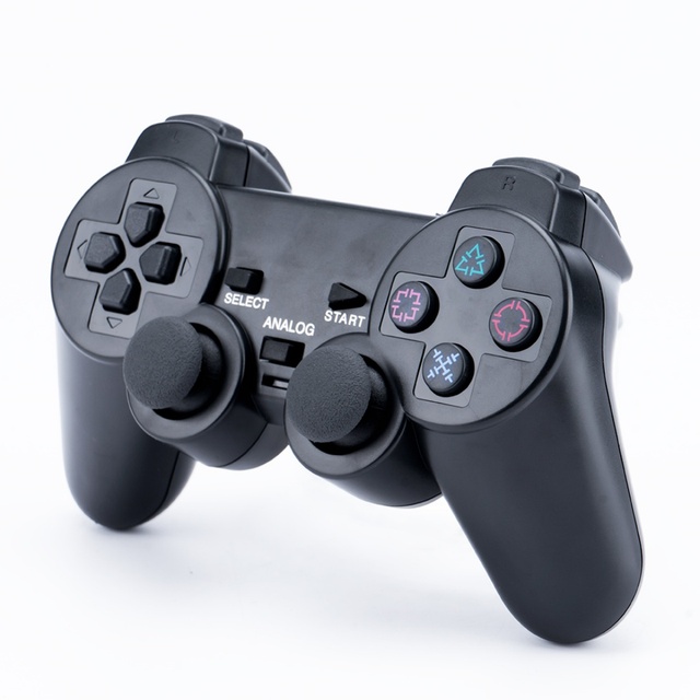 PS2 Wireless 2.4GHz Game Controller for PC/PS2 Console with Vibration Motor Turbo Button & Motion Sensing