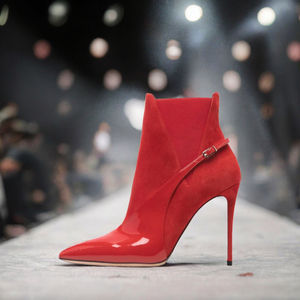 Botines de Mujer con Punta en Pico, Rojos, de PU, Sin Cordones, Tacón Alto, Estilo Stiletto, Otoño Invierno - Product Image 3