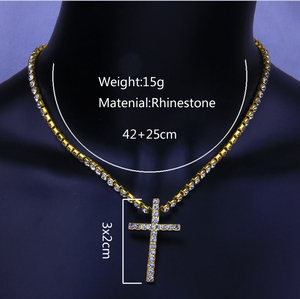 Di modo di Scintillio Sexy Del Partito di Cristallo Del Diamante Del Rhinestone Tennis Trasversale Della Collana Del Pendente Iced Fuori I Monili - Product Image 6