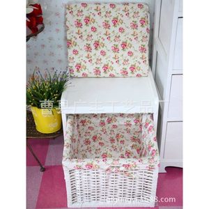 White Rectangular Shoe <b>Stool</b> <b>With</b> <b>Storage</b> Basket Traditional Design For Home Use - Product Image 2