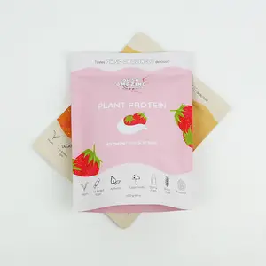 Sacchetto personalizzato all'ingrosso cibo imballaggio di plastica vegetale proteine fragole essiccate e crema in polvere fondente Snack sacchetto