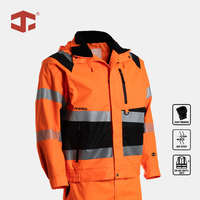 Chaqueta Resistente al Fuego JIADE para Hombre, Reflectante, Fluorescente, de Alta Visibilidad, para Otoño e Invierno, Resistente al Viento, al Agua y con Múltiples Bolsillos