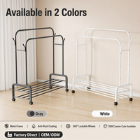 Porte-manteau mobile personnalisable à double tringle avec étagères de rangement à double niveau, porte-vêtements multifonctionnel pour chambre à coucher