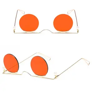 성격 작은 원형 프레임 인기 블랙 럭셔리 블랙 여성 패션 금속 선글라스 태양 안경