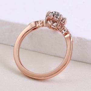 แหวนหมั้นเพชรทองคำแท้ 10k 14k 18k โรสโกลด์ จาก Provence Jewelry แหวนแต่งงานมอยซาไนต์ทรงรีสีเทาที่ได้รับการรับรอง - Product Image 3
