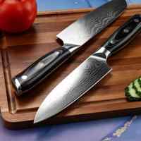 Ensemble de 3 couteaux de cuisine noirs en acier inoxydable 5Cr15 avec manche en bois noir