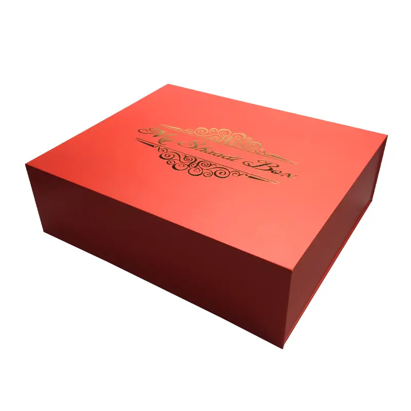 Groothandel Luxe Verpakking Hele Goudfolie Opvouwbare Stijve Papieren Kartonnen Magnetische Deksel Sluiting Rode Geschenkdoos Met Logo