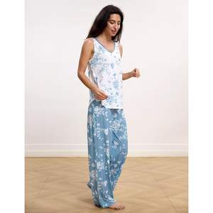 ชุดนอนผู้หญิงแบบกำหนดเอง ชุดเสื้อกล้ามและกางเกงขายาวผ้าใยไผ่ ชุดนอนนุ่ม 2 ชิ้น - Product Image 2