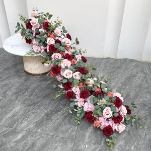 Red Pink <b>Artificial</b> <b>Peony</b> Hydrangea Rose Arch Flower Runner Table Flower Row for Wedding Party Road Lead Flower Decor - Product Image 4